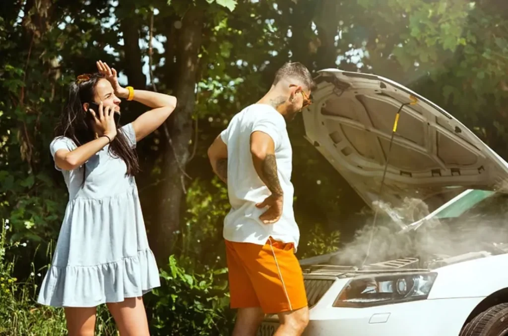 couple broken down by side of road